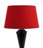 Red Fabric Shade Table Lamp with Black Base