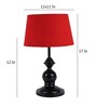 Red Fabric Shade Table Lamp with Black Base