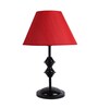 Red Fabric Shade Table Lamp with Black Base