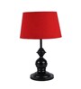 Red Fabric Shade Table Lamp with Black Base