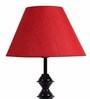 Red Fabric Shade Table Lamp with Black Base