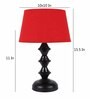 Red Fabric Shade Table Lamp With Black Base