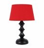Red Fabric Shade Table Lamp With Black Base
