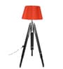 Alice Red Fabric Shade Tripod Floor Lamp With Wood Base