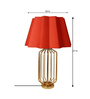 Intricately Red Fabric Shade Table Lamp With Metal Base