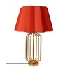 Intricately Red Fabric Shade Table Lamp With Metal Base