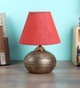 Verona Red Fabric Shade Night Lamp With Teracotta Base