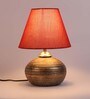 Verona Red Fabric Shade Night Lamp With Teracotta Base