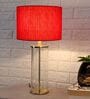 Nassau Red Fabric Shade Night Lamp With Glass Base