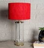 Nassau Red Fabric Shade Night Lamp With Glass Base