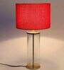 Nassau Red Fabric Shade Night Lamp With Glass Base