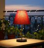 Red Fabric Shade with Modern Silver & Black Table Lamp for Bedroom & Living Room