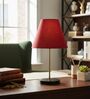 Red Fabric Shade with Modern Silver & Black Table Lamp for Bedroom & Living Room