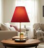 Red Fabric Shade with Modern Silver & Black Table Lamp for Bedroom & Living Room