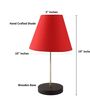 Red Fabric Shade with Modern Silver & Black Table Lamp for Bedroom & Living Room