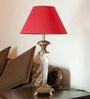 Emilia Red Fabric Shade Table Lamp With Glass Base