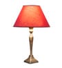 Red Fabric Shade Table Lamp with Brown Base