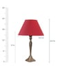 Red Fabric Shade Table Lamp with Brown Base