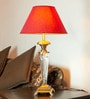 Emilia Red Fabric Shade Table Lamp With Glass Base