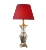 Red Fabric Shade Table Lamp with Gold Base