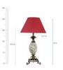 Red Fabric Shade Table Lamp with Brown Base