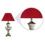 Red Fabric Shade Table Lamp with Gold Base