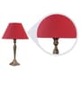 Red Fabric Shade Table Lamp with Brown Base