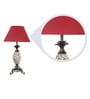 Red Fabric Shade Table Lamp with Brown Base