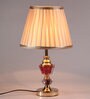 Red Fabric Shade Table Lamp With Gold Base