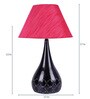 Red Fabric Shade Table Lamp with Black Base