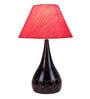 Red Fabric Shade Table Lamp with Black Base