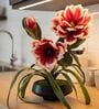 Red Faux Leather Magnolia Serenade Arrangement Pot With Flower