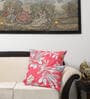 Red Floral 100% Cotton 16 x 16 Inches Cushion Cover