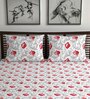 Red Floral 144 TC Cotton Double Bedsheet with 2 Pillow Covers