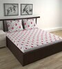Red Floral 144 TC Cotton Double Bedsheet with 2 Pillow Covers