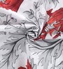 Red Floral 144 TC Cotton Double Fitted Bedsheet with 2 Pillow Covers