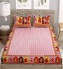 Red Floral 144 TC Cotton King Bedsheet and 2 Pillow Cover