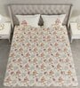 Red Floral 144 TC Cotton Queen Sized Bed Sheets with 2 Pillow Covers