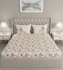 Red Floral 144 TC Cotton Queen Sized Bed Sheets with 2 Pillow Covers