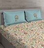 Red Floral 150 TC Cotton Queen Sized Bed Sheets with 2 Pillow Covers