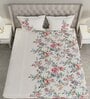 Red Floral 180 TC Cotton King Sized Bed Sheets with 2 Pillow Covers