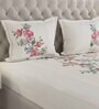 Red Floral 180 TC Cotton King Sized Bed Sheets with 2 Pillow Covers