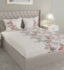 Red Floral 180 TC Cotton King Sized Bed Sheets with 2 Pillow Covers