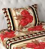 Red Floral 180 TC Microfiber Single Bedsheet With 1 Pillow Cover