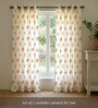 Red Cotton Floral 7 Ft Eyelet Door Curtains (Set Of 2)