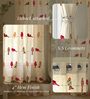 Red Cotton Birds Theme 7 Ft Eyelet Door Curtains (Set Of 2)