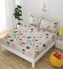Multicolor Floral 280 TC Microfibre Fitted King Bedsheet 2 Pillow Covers