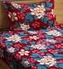 Red Floral 300 TC Cotton 1 Single Size Bedsheet With 1 Pillow Cover