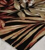 Red Floral Blended Linen 3 ft x 5 ft Machine Made Carpet