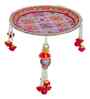 Red Floral Decorative Stainless Steel Karwa Chauth Thali Set with Plate Chalni Lota|Karva Chauth Pooja Thali